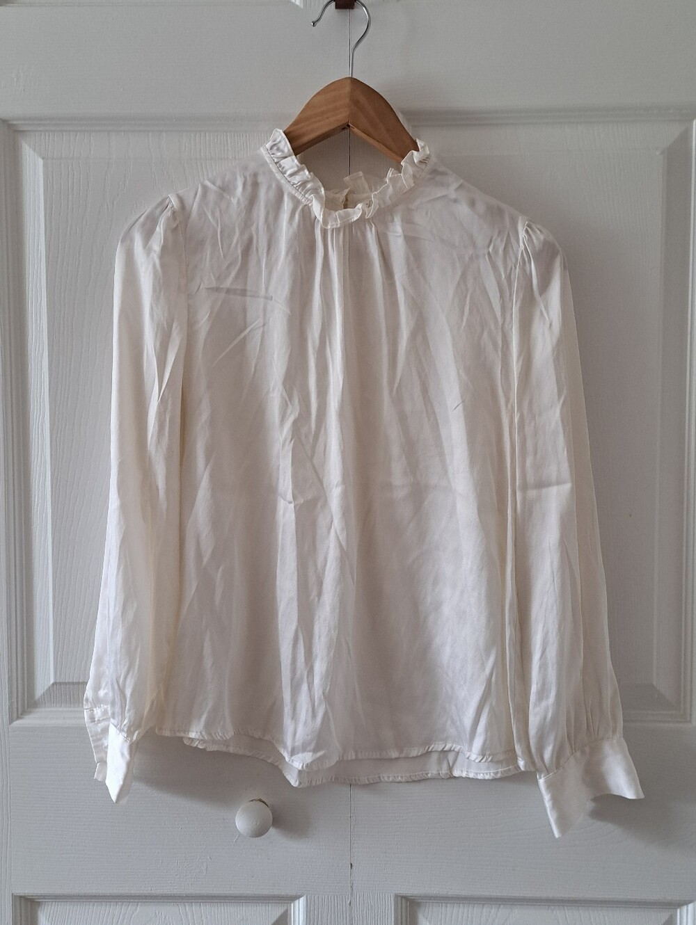 Ladies Lily Silk Victorian White Long Sleeve Top Size Small